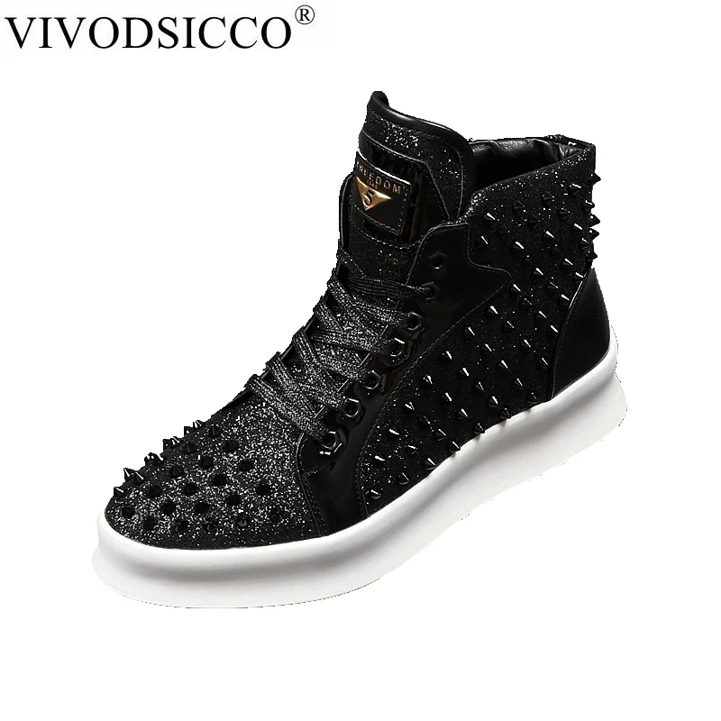 VIVODSICCO New Round Toe Black Gold Red Sequins Rivets Ankle Boots Men Genuine Leather Punk Martin Boots Male Motorcycle Boots
VIVODSICCO New Round Toe Black Gold Red Sequins Rivets Ankle Boots Men Genuine Leather Punk Martin Boots Male Motorcycle Boots