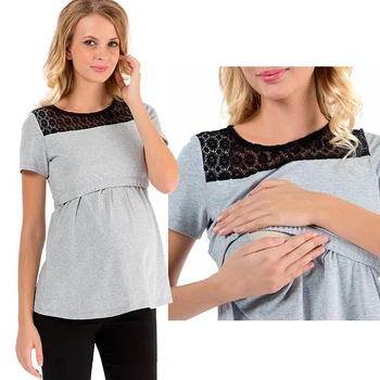 Summer Maternity Nursing Tops Lace Patchwork Pregnant T Shirts Mother Breastfeeding Tshirt Short Sleeve for Pregnancy Clothes
Summer Maternity Nursing Tops Lace Patchwork Pregnant T Shirts Mother Breastfeeding Tshirt Short Sleeve for Pregnancy Clothes