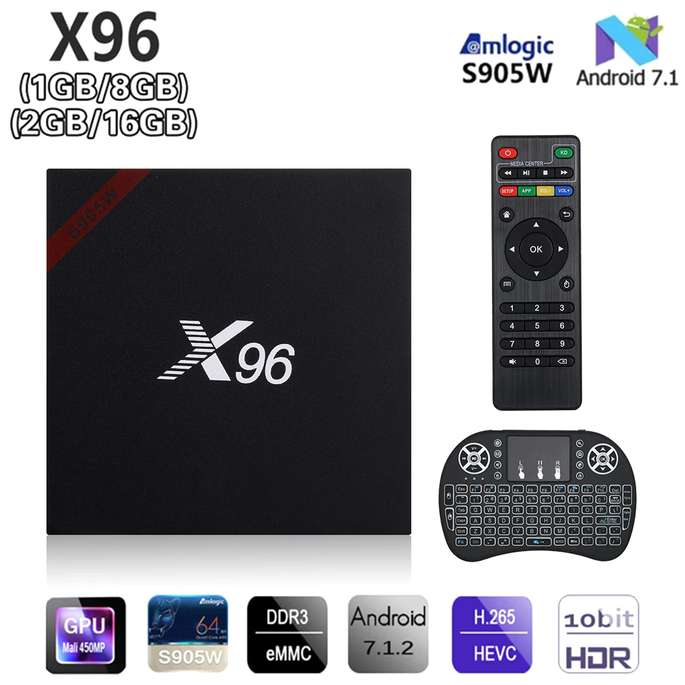 Mini New X96 Android 7.1 Smart TV BOX Quad core HD2.0 4K*2k Amlogic S905W with Bluetooth+Remote Media Player
Mini New X96 Android 7.1 Smart TV BOX Quad core HD2.0 4K*2k Amlogic S905W with Bluetooth+Remote Media Player