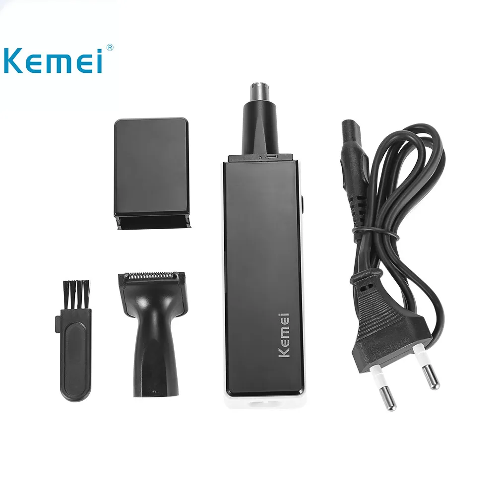 

Kemei KM - 6672 2 In 1 Rechargeable Electric Nose Ear Trimmer Sideburns Cleaner Beard Hair Trimmer Shaving Machine Device