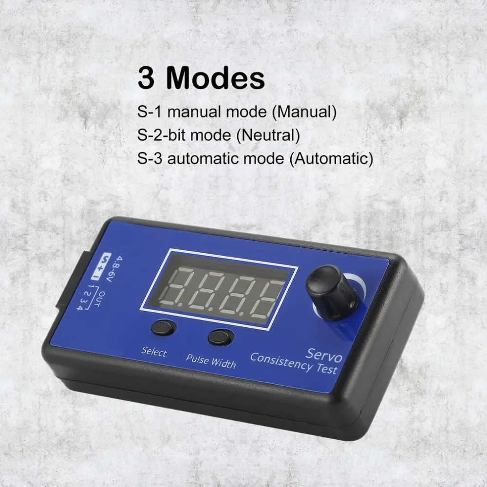 DC 4.8-6V Mini 3 Modes Digital Servo/ESC Consistency Tester Steering Gear Measurement for RC Helicopter Airplane Car Tool
DC 4.8-6V Mini 3 Modes Digital Servo/ESC Consistency Tester Steering Gear Measurement for RC Helicopter Airplane Car Tool