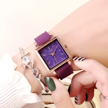 Fashion Luxury Watch Women Square Leather Watch Lady Quartz Wrist Watch Girl Purple Watch Female relogio feminino montre femme
Fashion Luxury Watch Women Square Leather Watch Lady Quartz Wrist Watch Girl Purple Watch Female relogio feminino montre femme