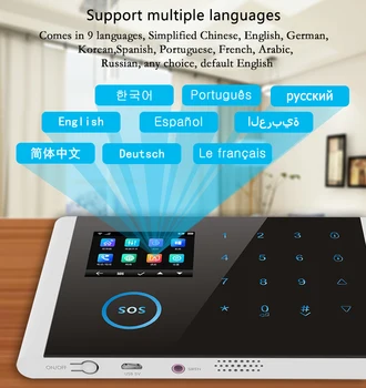 App RFID Multi languages wireless network SIM WIFI GSM GPRS burglar alarm host doorbell Security alarm System LCD Touch Keyboard 
App RFID Multi languages wireless network SIM WIFI GSM GPRS burglar alarm host doorbell Security alarm System LCD Touch Keyboard