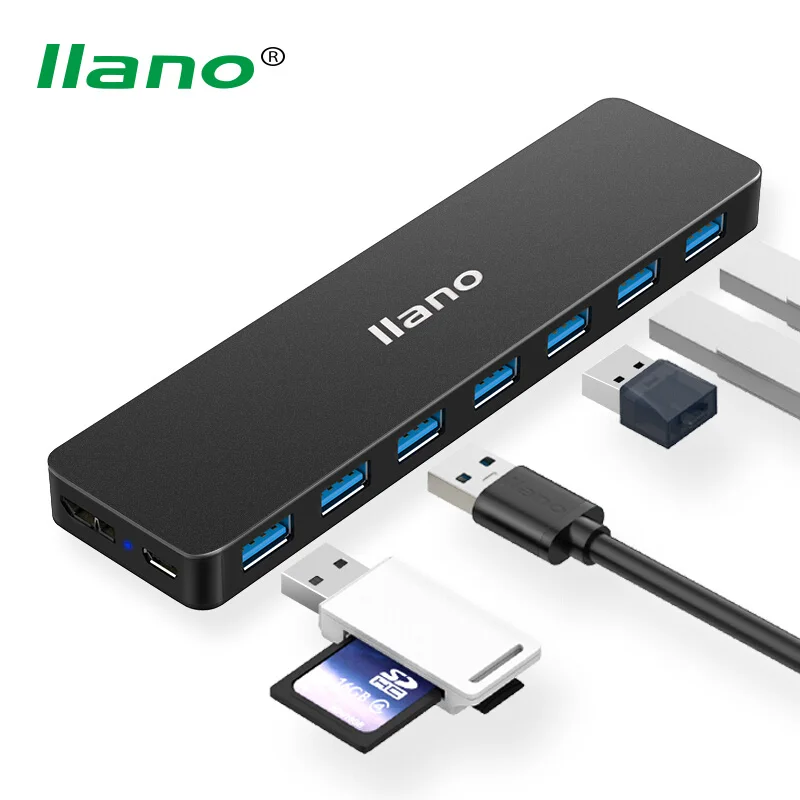 llano 7 Ports USB 3.0 HUB Portable USB3.0 Splitter Adapter with Micro usb Power for Laptop Notebook
llano 7 Ports USB 3.0 HUB Portable USB3.0 Splitter Adapter with Micro usb Power for Laptop Notebook