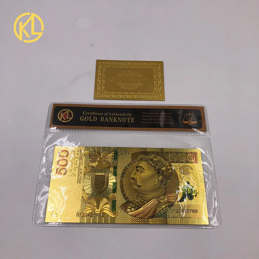 1 pc Unique Colored Gold Banknote Poland banknote 500 PLN Pure Gold Foil Money Gold Bill Note With COA Frame For Collection
1 pc Unique Colored Gold Banknote Poland banknote 500 PLN Pure Gold Foil Money Gold Bill Note With COA Frame For Collection