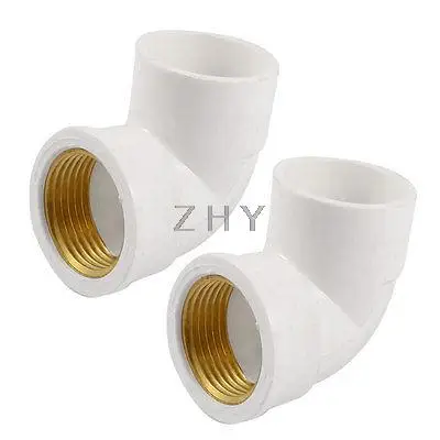 Pipe Fitting 1" PT Thread x 32mm Slip PVC Female Elbow Connector Adapter 2 Pcs