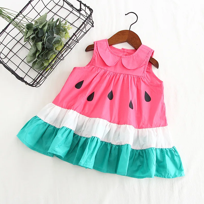 Summer Girls Dress Baby Girl Clothes Kids Princess Watermelon Ruffles Dresses Kid's Doll Collar Tutu Vestidos WT333 | Детская одежда