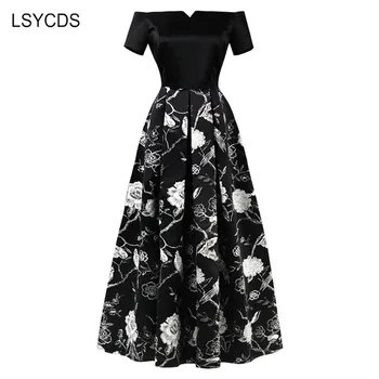 LSYCDS Long Party Dress Sexy Slash Neck Short Sleeve Floor Length Women Summer Dress Patchwork Elegant Maxi Black Dress
LSYCDS Long Party Dress Sexy Slash Neck Short Sleeve Floor Length Women Summer Dress Patchwork Elegant Maxi Black Dress