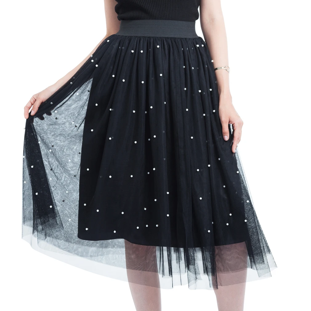 New 3 Layers A Line Mesh Skirts Women Pleated Skirt With Pearl High Waist Petticoat Underskirt Female
New 3 Layers A Line Mesh Skirts Women Pleated Skirt With Pearl High Waist Petticoat Underskirt Female
