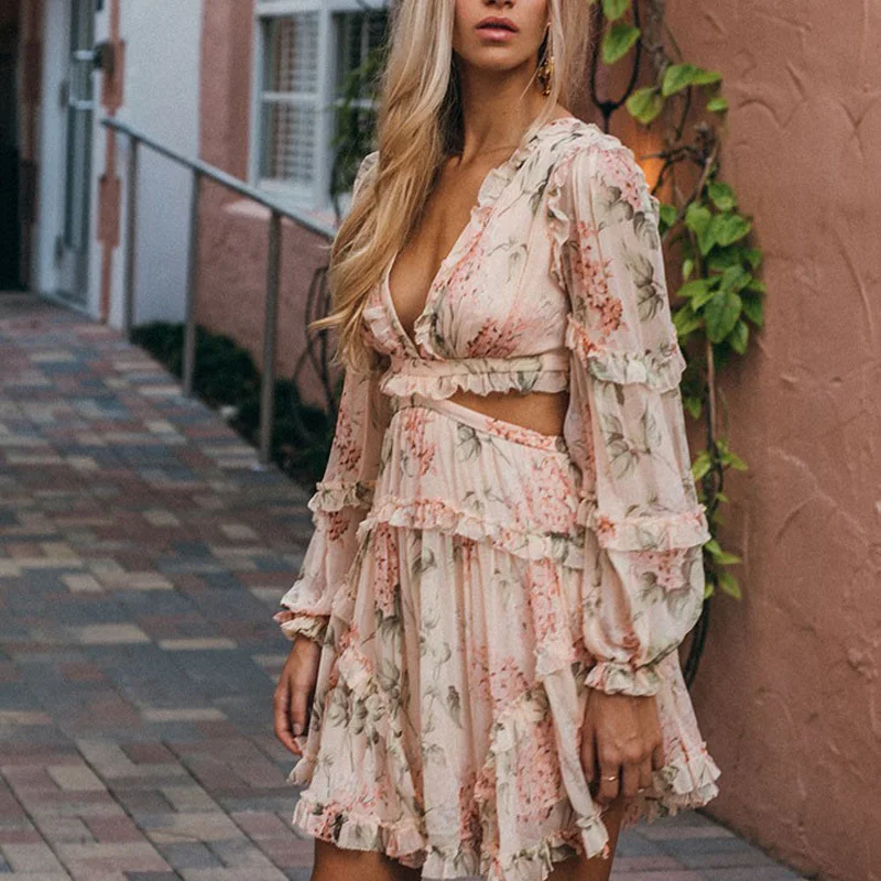 2018 New Arrival Women Mini Dress V-neck Sexy Backless Long Sleeve Floral Print Dress
2018 New Arrival Women Mini Dress V-neck Sexy Backless Long Sleeve Floral Print Dress