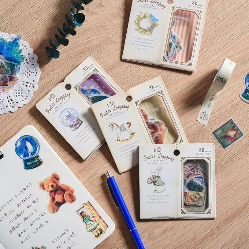 32 pcs/lot Retro Alice Animals Rabbit crystal Mini PVC Gilding Sticker Decoration Diy Ablum Diary Scrapbooking Seal Stickers
32 pcs/lot Retro Alice Animals Rabbit crystal Mini PVC Gilding Sticker Decoration Diy Ablum Diary Scrapbooking Seal Stickers