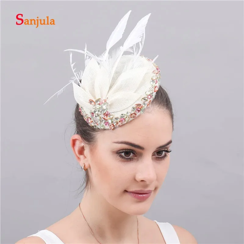 Ivory Line Hats with Rhinestones Dazzling Wedding Bridal Hat 2019 Feathers Women Special Occasion Hair Wear mariage chapeau H183
Ivory Line Hats with Rhinestones Dazzling Wedding Bridal Hat 2019 Feathers Women Special Occasion Hair Wear mariage chapeau H183