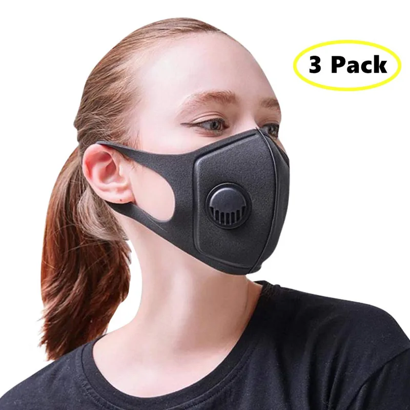 3 packs Anti-fog mask PM2.5 with breathing valve mask Three-dimensional dustproof black sponge mask Black
3 packs Anti-fog mask PM2.5 with breathing valve mask Three-dimensional dustproof black sponge mask Black