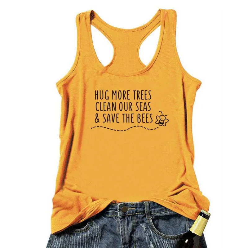 Vest Hug More Trees Clean Our Seas& Save The Bees Tank Top Clothing Women's Racerback Graphic Tanks Fashion Gym Workout Shirt
Vest Hug More Trees Clean Our Seas& Save The Bees Tank Top Clothing Women's Racerback Graphic Tanks Fashion Gym Workout Shirt