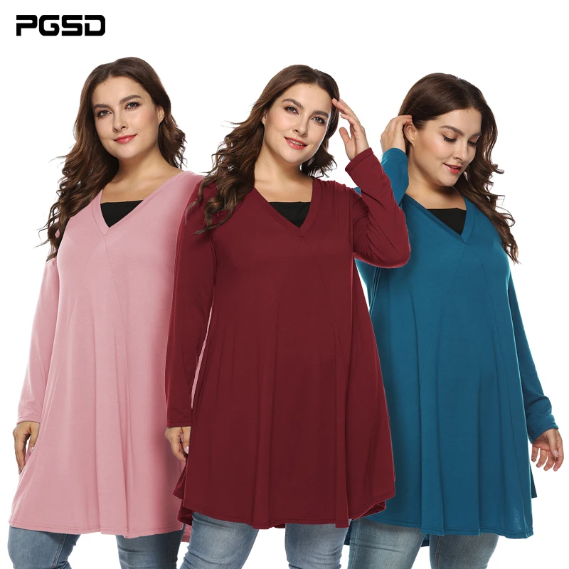 PGSD Autumn Women clothes Simple fashion Pure color Long sleeved Vcollar Irregular Two fake Loose Dress female Big Plus size 5XL
PGSD Autumn Women clothes Simple fashion Pure color Long sleeved Vcollar Irregular Two fake Loose Dress female Big Plus size 5XL