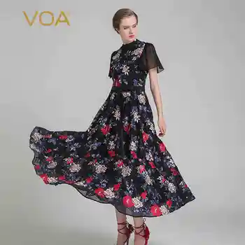 VOA Plus Size Silk Floral Print Embroidery Women Maxi Long Dress Flare Sleeve Classic Vintage Black Bow Belt Boho Dress ALX03701
VOA Plus Size Silk Floral Print Embroidery Women Maxi Long Dress Flare Sleeve Classic Vintage Black Bow Belt Boho Dress ALX03701