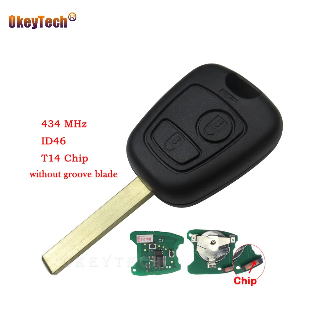 OkeyTech Remote Control Car Key Fob Cover Case Shell 2 Buttons for Peugeot 434 MHz ID46 T14 Chip Blank 307 Blade Without Groove
OkeyTech Remote Control Car Key Fob Cover Case Shell 2 Buttons for Peugeot 434 MHz ID46 T14 Chip Blank 307 Blade Without Groove