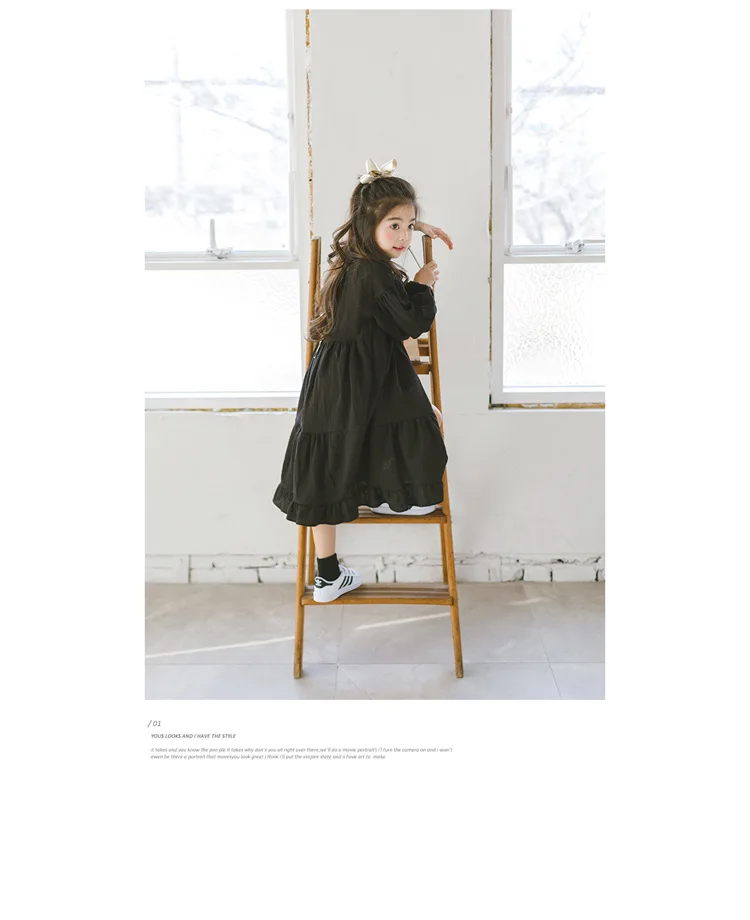 Cute Korean Girl Dress Spring Casual Fashion Teen Children Clothing 2019 New Long Sleeve Kids Clothes For Girls Dresses 14 Years (12)