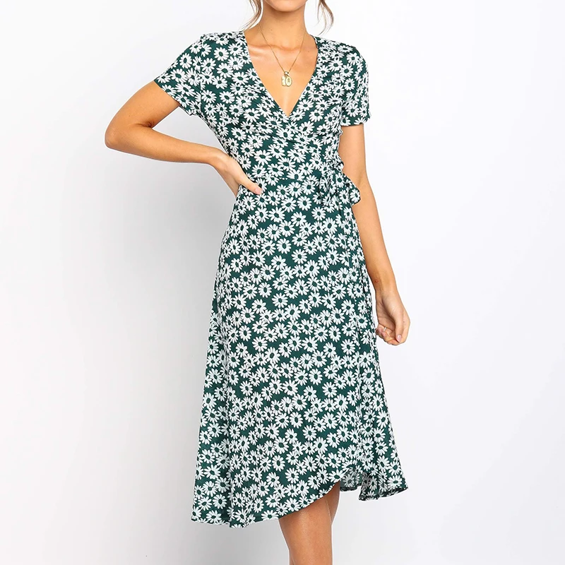 New Arrival Floral Dress Women Summer V Neck Short Sleeve Casual Dresses Bandage Plus Size Party Dress Leisure Vestidos De Festa
New Arrival Floral Dress Women Summer V Neck Short Sleeve Casual Dresses Bandage Plus Size Party Dress Leisure Vestidos De Festa