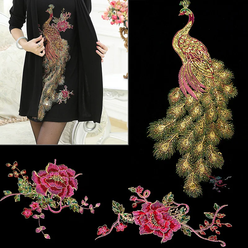 DIY Peacock Flower Sequins Embroidered Patches For Clothes Applique Embroidery Flower Wedding Dress Sewing Trim Garment Decor
DIY Peacock Flower Sequins Embroidered Patches For Clothes Applique Embroidery Flower Wedding Dress Sewing Trim Garment Decor