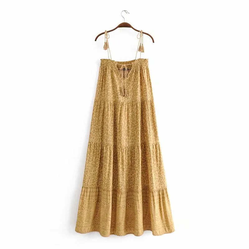 QZ827 New Sexy Strap Fringe Tassels Leopard Print Bohemia Maxi Dress Women Summer Vacation Summer Beach Vestidos BOHO
QZ827 New Sexy Strap Fringe Tassels Leopard Print Bohemia Maxi Dress Women Summer Vacation Summer Beach Vestidos BOHO