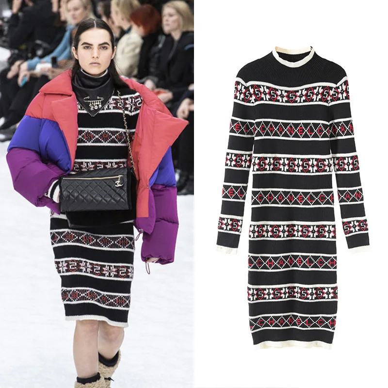 New slim high collar and long sleeve one step knitted digital alphabet black sweater SA0516
New slim high collar and long sleeve one step knitted digital alphabet black sweater SA0516