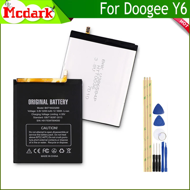 Mcdark For Doogee Y6 Battery Replacement High Quality Large Capacity 3200mAh Back Up Bateria For Doogee Y6 Smart Phone+Tools
Mcdark For Doogee Y6 Battery Replacement High Quality Large Capacity 3200mAh Back Up Bateria For Doogee Y6 Smart Phone+Tools