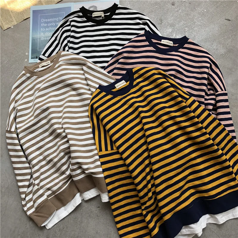 New Spring Autumn Casual Fake two piece Striped Sweatshirts Women O-Neck Patchwork Loose Sweatshirt All-Match Pullover Tops M467
New Spring Autumn Casual Fake two piece Striped Sweatshirts Women O-Neck Patchwork Loose Sweatshirt All-Match Pullover Tops M467