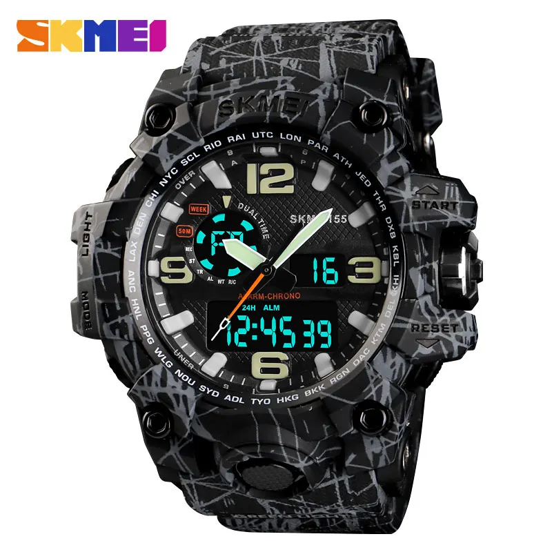 SKMEI Sport Watches for Men Waterproof Digital Watch LED Men's Wristwatch Clock Man Montre Homme Big Men Watches Military 1155
SKMEI Sport Watches for Men Waterproof Digital Watch LED Men's Wristwatch Clock Man Montre Homme Big Men Watches Military 1155