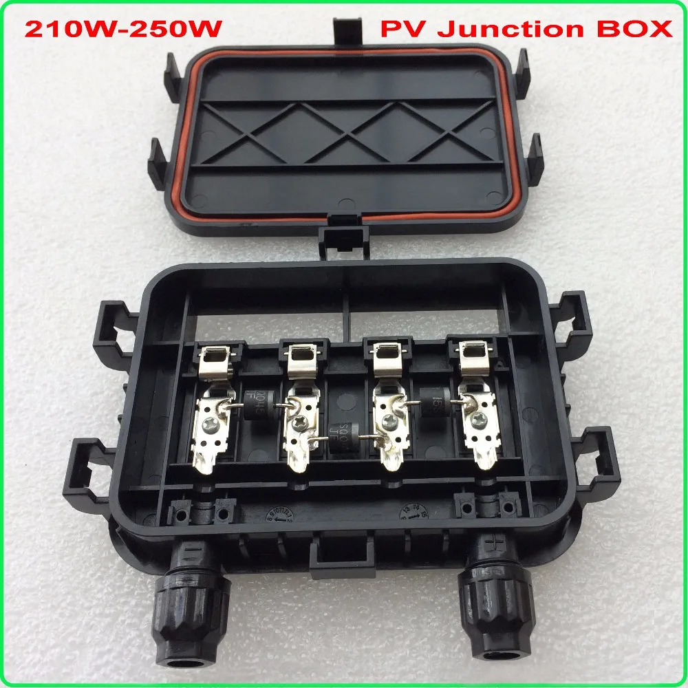 210W - 250W Solar Junction Box waterproof IP65 for solar cells panel connect PV junction box solar cable connection with diode
210W - 250W Solar Junction Box waterproof IP65 for solar cells panel connect PV junction box solar cable connection with diode