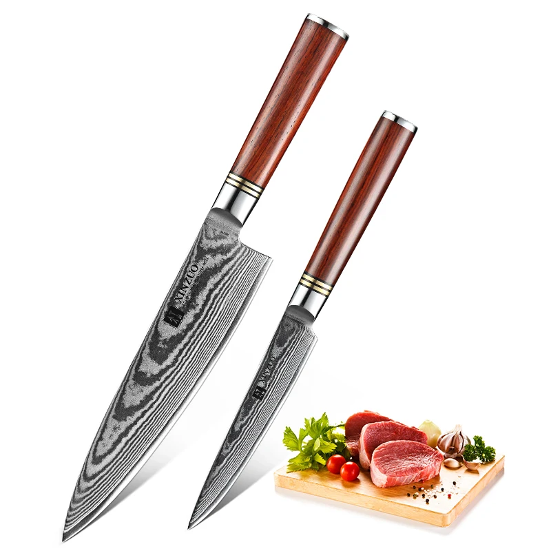 XINZUO 2 PCS Chef Knife Set VG10 Damascus Steel New Chef Utility Knives Stainless Steel Kitchen Cutlery with Rosewood Handle
XINZUO 2 PCS Chef Knife Set VG10 Damascus Steel New Chef Utility Knives Stainless Steel Kitchen Cutlery with Rosewood Handle