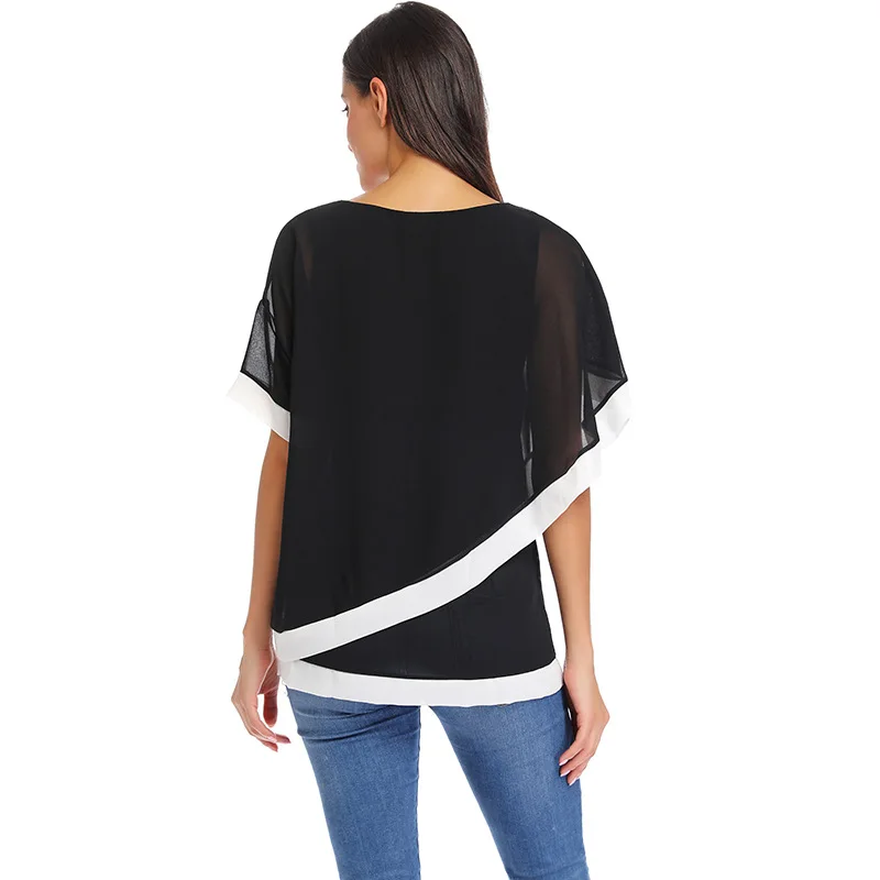 Pregnant Women Blusas Bat Sleeve Stitching Irregular Chiffon Shirts Maternity Clothes Spring Fall Blouse Women's Clothing 4