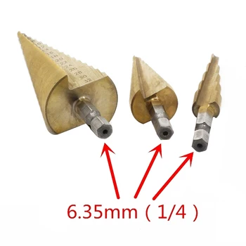 3pcs 4-12/ 20/ 32mm HSS Steel 4241 Cone Titanium Coated Metric Spiral Flute Step Drill Bits Tool Set Hole Cutter With Pouch
3pcs 4-12/ 20/ 32mm HSS Steel 4241 Cone Titanium Coated Metric Spiral Flute Step Drill Bits Tool Set Hole Cutter With Pouch