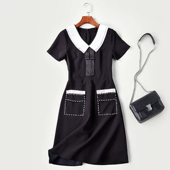 New European and American Major High end Customized Small Fragrance Doll Collar Short Sleeve Short Slim Black Dress
New European and American Major High end Customized Small Fragrance Doll Collar Short Sleeve Short Slim Black Dress