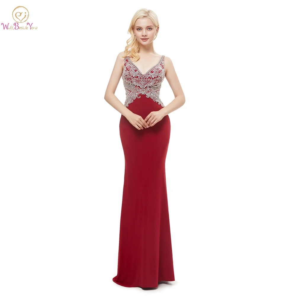 Wine Red Prom Dresses Mermaid Rhinestone Crystal V neck Long Sleeveless 2019 Long Walk Beside You Evening Gowns Corset Lace Up
Wine Red Prom Dresses Mermaid Rhinestone Crystal V neck Long Sleeveless 2019 Long Walk Beside You Evening Gowns Corset Lace Up