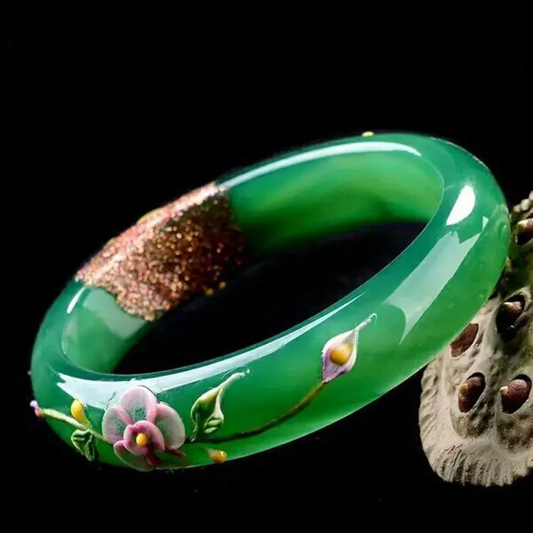 Natural Green Bracelets Colored Drawing Peacock and Flower Bracelets Bangles Gift For Women Jades Jewelry
Natural Green Bracelets Colored Drawing Peacock and Flower Bracelets Bangles Gift For Women Jades Jewelry
