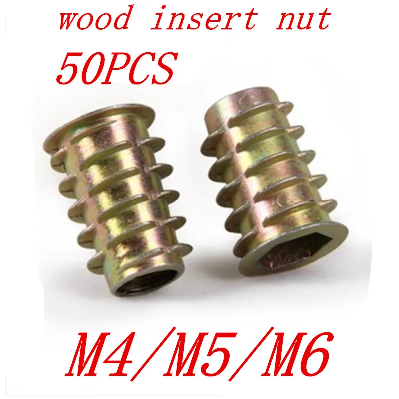50 шт. 10 фланцевых гаек для дерева M4 m5 m6 m8 m10|furniture nut|inserts for woodinsert nut wood |