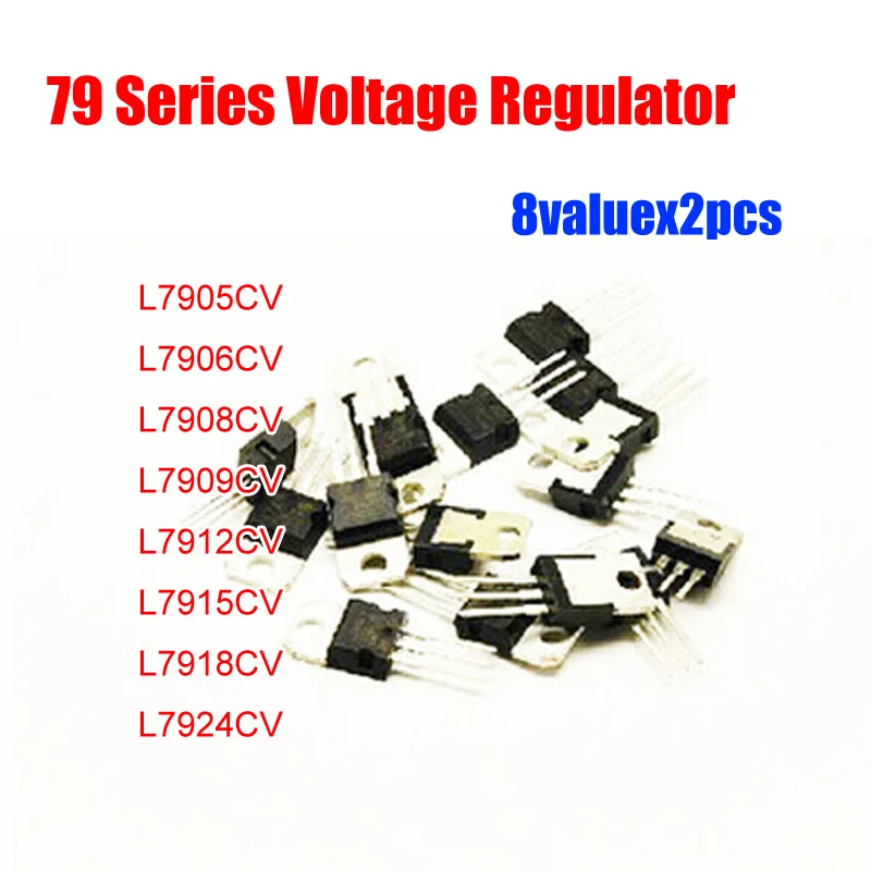 79 Series 8valuesx2pcs=16pcs Voltage Regulator Assorted Kit 7905 7906 7908 7909 7912 7915 7918 7924
79 Series 8valuesx2pcs=16pcs Voltage Regulator Assorted Kit 7905 7906 7908 7909 7912 7915 7918 7924