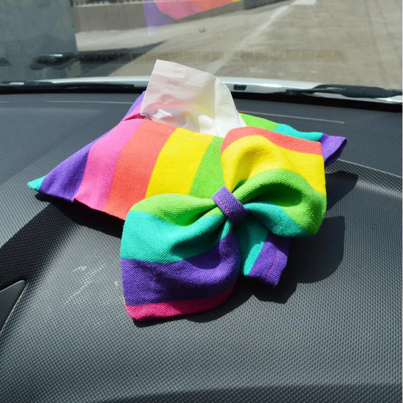 Linen Tissue Box Car Rainbow Bow Book Box Fabric Car Supplies 
Linen Tissue Box Car Rainbow Bow Book Box Fabric Car Supplies