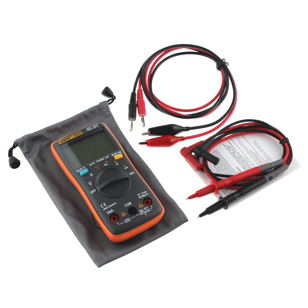 ANENG AN8000 Digital Multimeter Backlight AC/DC Ammeter Voltmeter Ohm Portable Meter +Alligator clip jumper wire test lead
ANENG AN8000 Digital Multimeter Backlight AC/DC Ammeter Voltmeter Ohm Portable Meter +Alligator clip jumper wire test lead