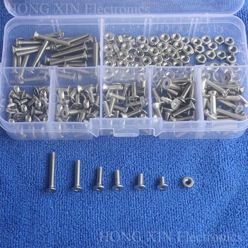 250pcs/set M3 Flat Head 304 Stainless Steel Hex Socket Screws Bolt With Hex Nuts Assortment Kit Repair Tool box Fastener screw
250pcs/set M3 Flat Head 304 Stainless Steel Hex Socket Screws Bolt With Hex Nuts Assortment Kit Repair Tool box Fastener screw