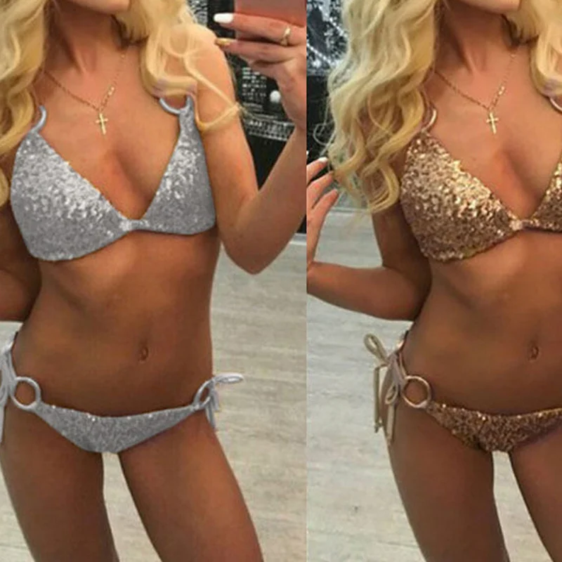 Hot Sexy Women Bikinis Sequins Bandage Bikinis Set Push-up Padded Bra Swimsuit Suit Beach Summer Swimwear MCK99
Hot Sexy Women Bikinis Sequins Bandage Bikinis Set Push-up Padded Bra Swimsuit Suit Beach Summer Swimwear MCK99