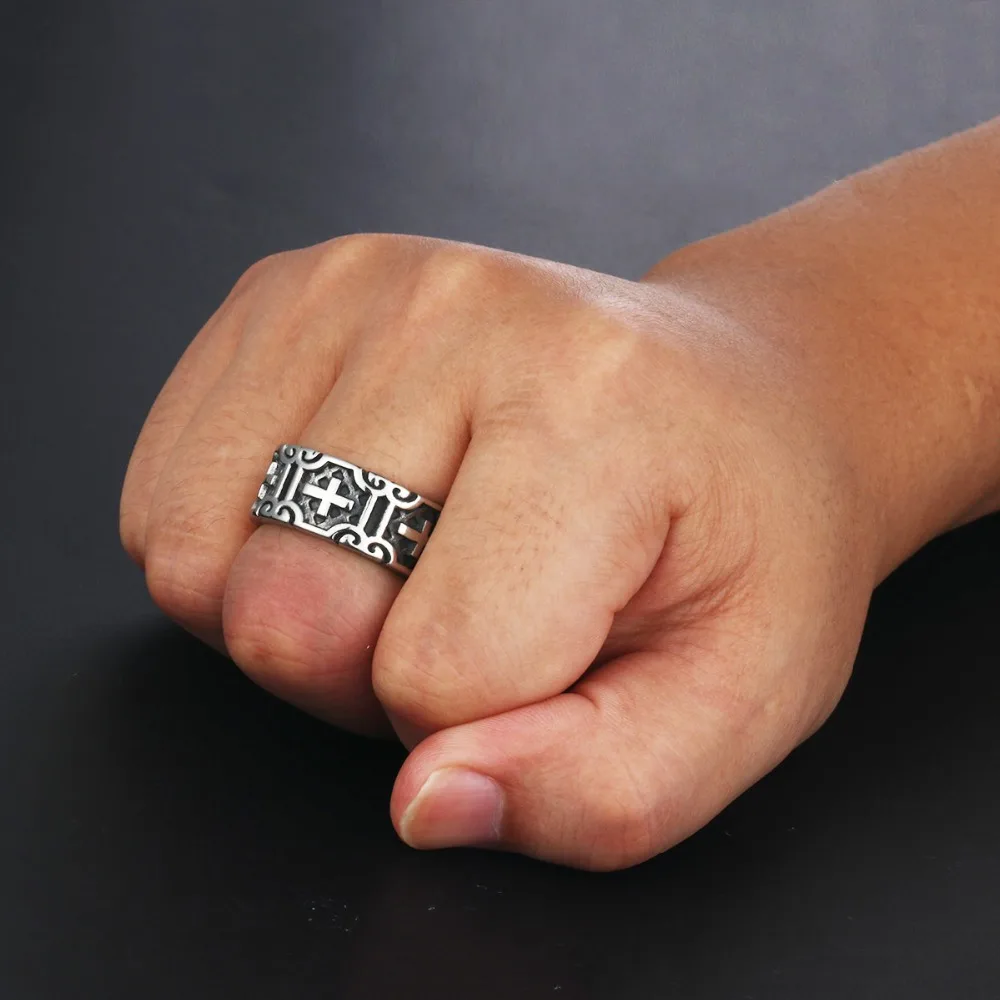 Antique Silver Black Tone Biker Cross Engraving Rings for Men Stainless Steel Wedding Bands Rings Boys Punk Christ Jewelry RN07
Antique Silver Black Tone Biker Cross Engraving Rings for Men Stainless Steel Wedding Bands Rings Boys Punk Christ Jewelry RN07