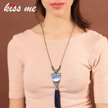 KISS ME Long Snake Chain Blue Acrylic Beads Pendant Necklace Unique Alloy Vintage Necklaces for Women Fashion Jewelry
KISS ME Long Snake Chain Blue Acrylic Beads Pendant Necklace Unique Alloy Vintage Necklaces for Women Fashion Jewelry