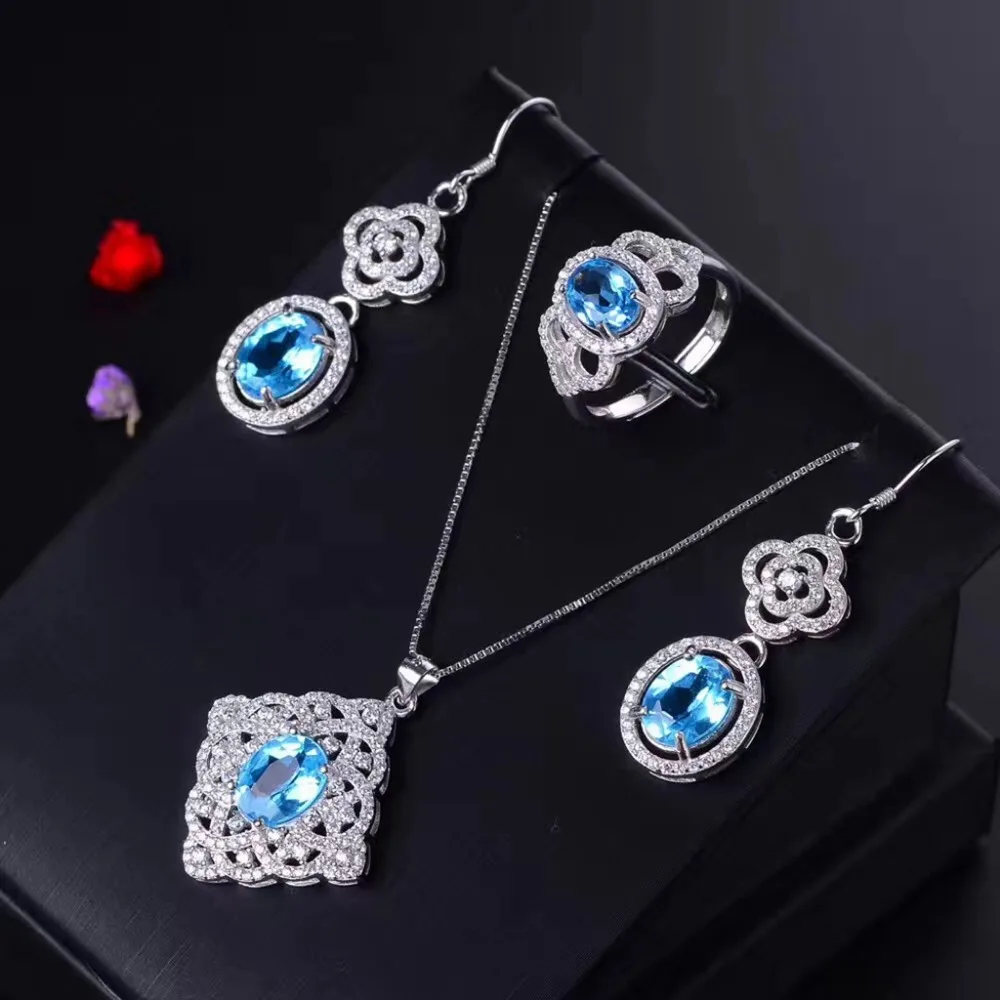 MeiBaPJ Natural Blue Topaz Jewelry Set 925 Pure Silver Color Treasure Ornament Suit Wholesale Recommendation
MeiBaPJ Natural Blue Topaz Jewelry Set 925 Pure Silver Color Treasure Ornament Suit Wholesale Recommendation