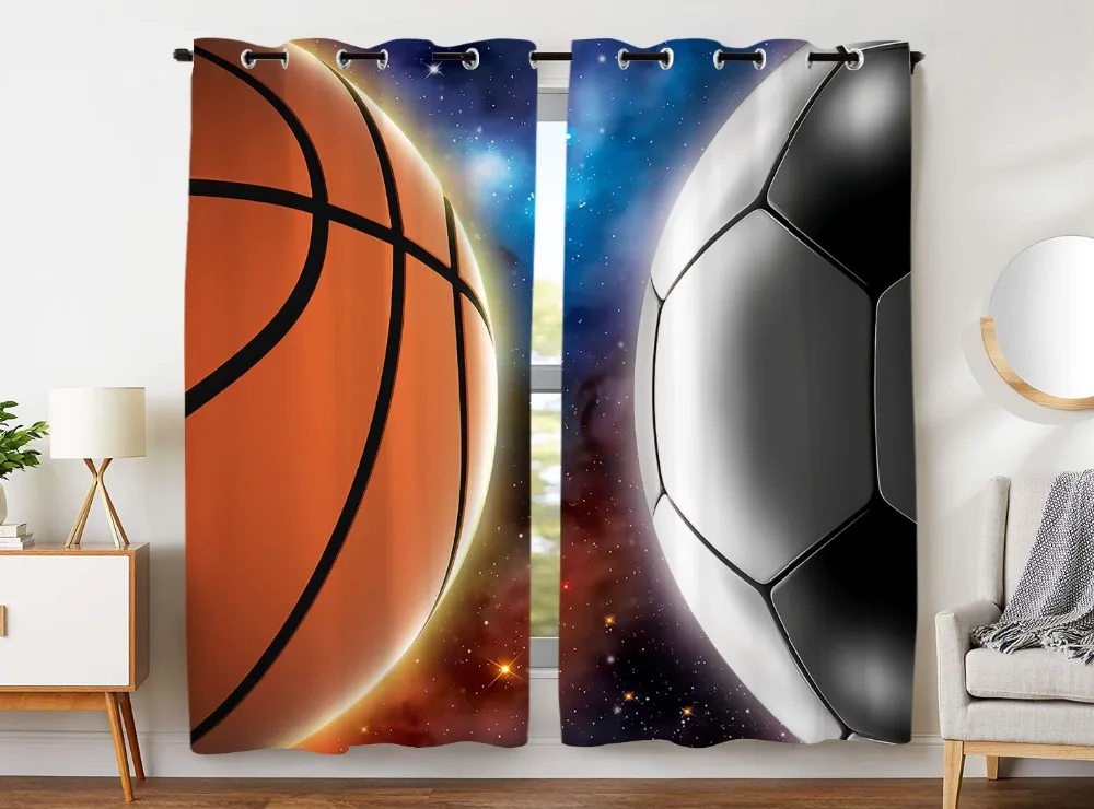 HommomH Curtains (2 Panel) Grommet Top Darkening Blackout Room Football And Basketball Space Stars Colorful
HommomH Curtains (2 Panel) Grommet Top Darkening Blackout Room Football And Basketball Space Stars Colorful