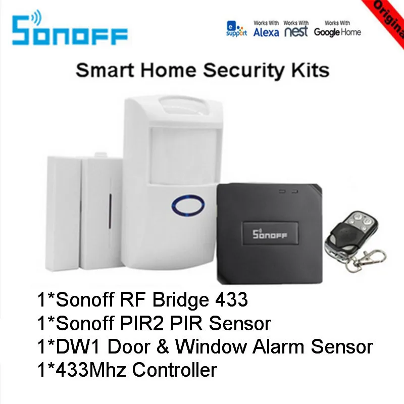 Sonoff RF Bridge 433MHZ Wifi Wireless Signal Converter PIR 2 Sensor/ DW1 Door & Window Alarm Sensor for Smart Home Security Kits
Sonoff RF Bridge 433MHZ Wifi Wireless Signal Converter PIR 2 Sensor/ DW1 Door & Window Alarm Sensor for Smart Home Security Kits