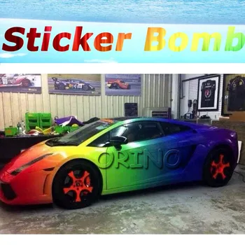 High quality Rainbow Gradient Color StickerBomb Vinyl Wrap With Air Bubble Free For Car Wrapping Decals Sticker Bomb Film 
High quality Rainbow Gradient Color StickerBomb Vinyl Wrap With Air Bubble Free For Car Wrapping Decals Sticker Bomb Film
