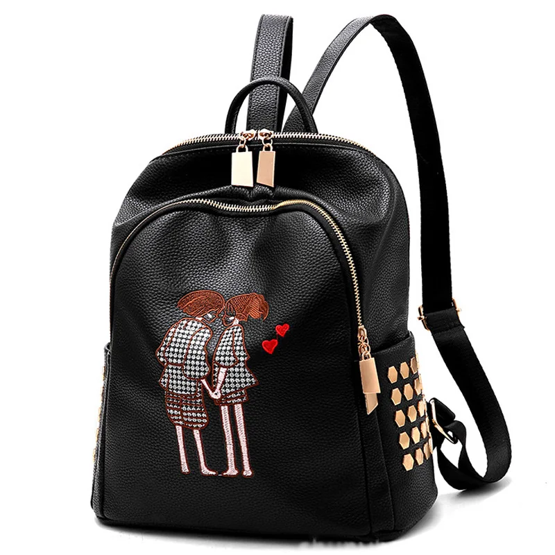 Фото Новый модный рюкзак с вышивкой из мультфильма женская школьная сумка через плечо