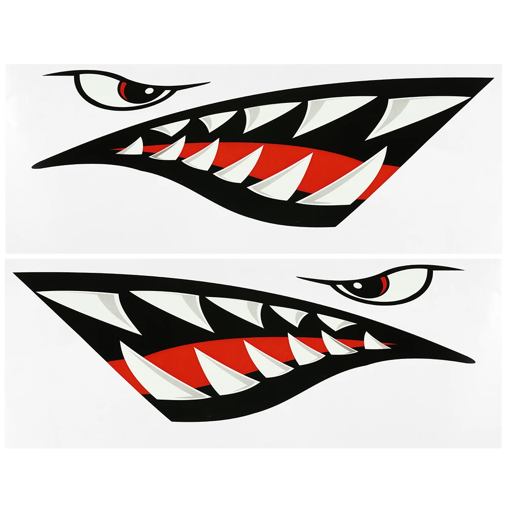 

2PCS Shark Teeth Mouth Kayak Sticker Fish Mouth Sticker Fishing Boat Canoe Car Truck Inflatable Boat Kayak Graphics Accessories